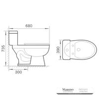 توالت 2 تکه سرامیکی YS22207T توالت سیفونیک S-trap کوپله بسته;