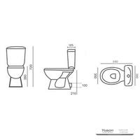 توالت فرنگی سرامیکی 2 تکه YS22221P، توالت شستشوی P-trap بسته.