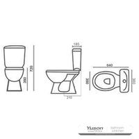 YS22221S توالت 2 تکه سرامیکی با طراحی یکپارچهسازی با سیستمعامل، توالت شستشوی P-trap بسته.