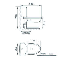 توالت فرنگی سرامیکی 2 تکه YS22262P، توالت شستشوی P-trap;