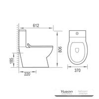 YS22270P 2 تکه توالت سرامیکی بدون حاشیه، توالت شستشوی P-trap;