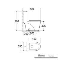 YS24283 توالت فرنگی سرامیکی یک تکه سیفونیک;
