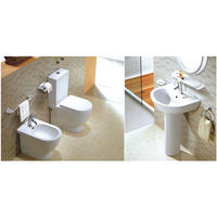 توالت فرنگی سرامیکی 2 تکه YS22214P، توالت شستشوی P-trap بسته.