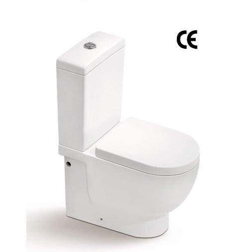 YS22214S توالت 2 تکه سرامیکی با طراحی یکپارچهسازی با سیستمعامل، توالت شستشوی P-trap بسته.