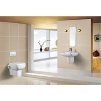 YS22240S توالت فرنگی سرامیکی 2 تکه با طرح رترو، توالت شستشوی P-trap بسته.